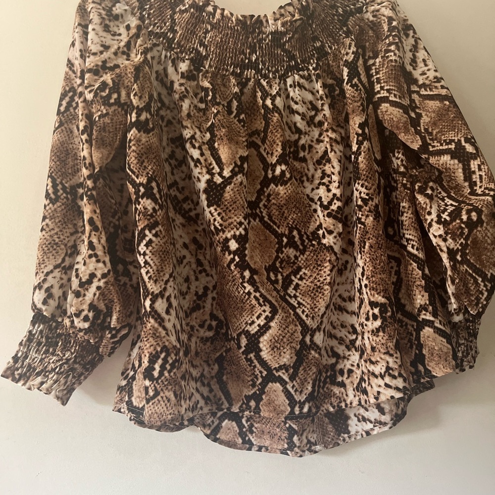 Brown Snake Print Women's Top